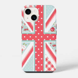 Fun Folk Quilt Britische Union Jack Pastels iPhone 14 Hülle