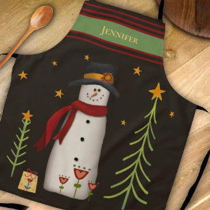 Fun Folk Snowman Whimsischer Weihnachtsgeist Schürze