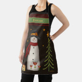 Fun Folk Snowman Whimsischer Weihnachtsgeist Schürze (InSitu)