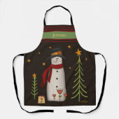 Fun Folk Snowman Whimsischer Weihnachtsgeist Schürze (Vorderseite)