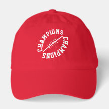 Fun Football CHAMPIONS White Text On Bright Red