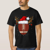 Fun Football Reindeer Santa Hat Christmas Holiday T-Shirt (Vorderseite)