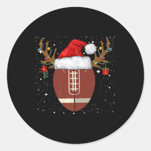 Fun Football Rentier Weihnachtsmannmütze Weihnacht Runder Aufkleber