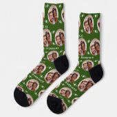 Fun Forest Green Newlyweds Foto Muster Socken (Linkes Detail)