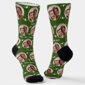 Fun Forest Green Newlyweds Foto Muster Socken (Gewinkelt)