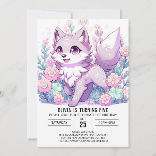 Fun Forest Wolf Digital Geburtstag Einladung (Vorderseite)