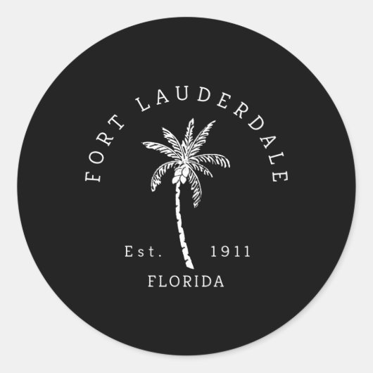 Fun Fort Lauderdale Fl Beach Novelty Palm Tree Runder Aufkleber (Vorderseite)