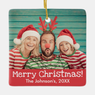 Fun Foto auf Front und zurück Rustikale Rote Weih Keramikornament