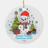 Fun Foto BESTIES 2024 Weihnachten personalisieren Keramik Ornament (Hinten)