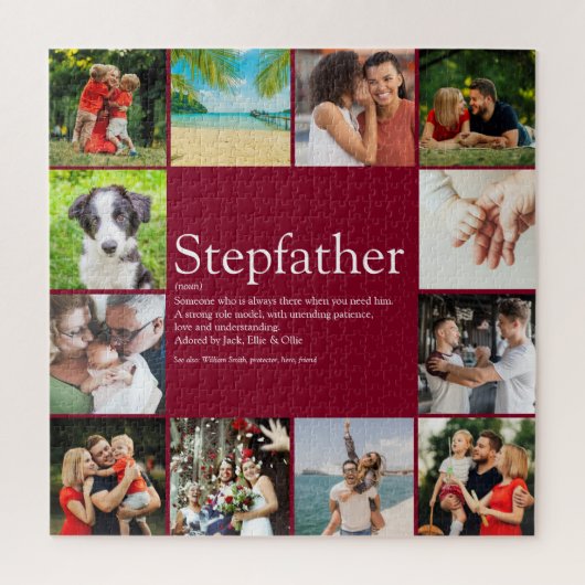 Fun Foto Collage Cool Stepfather Stepdad Zitat Puzzle (Vertikal)
