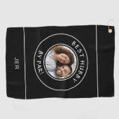 Fun Foto Golfer Bestes Hubby Par Black Moderne Golfhandtuch (Horizontal)