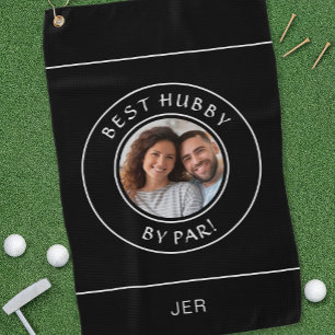 Fun Foto Golfer Bestes Hubby Par Black Moderne Golfhandtuch