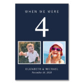 Fun Foto Navy Blue Wedding Tischnummer (Rückseite)