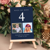 Fun Foto Navy Blue Wedding Tischnummer