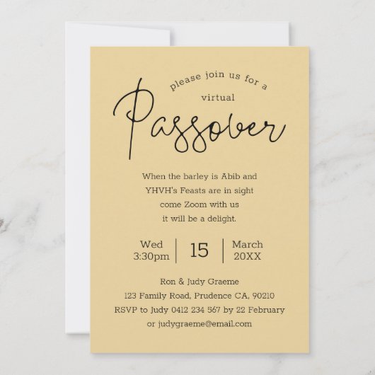 Fun Foto Virtual Passover Einladung (Rückseite)