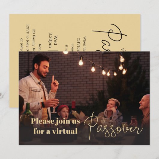 Fun Foto Virtual Passover Einladung (Vorne/Hinten)