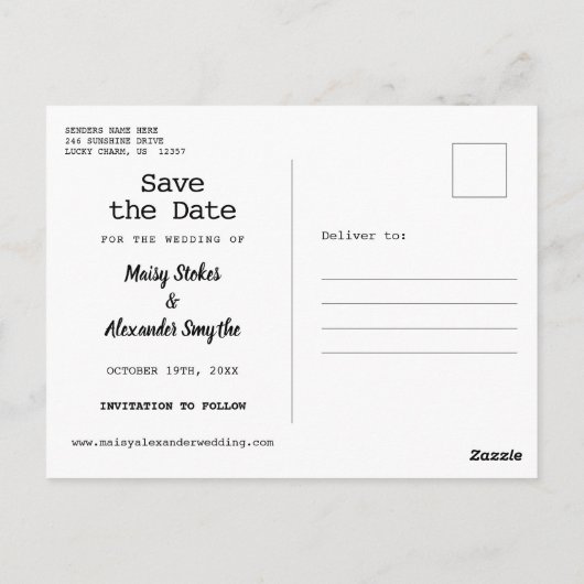 Fun Fotos Save the Date Hochzeit rustikal Postkarte (Rückseite)