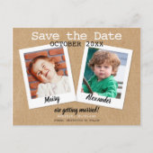 Fun Fotos Save the Date Hochzeit rustikal Postkarte (Vorderseite)