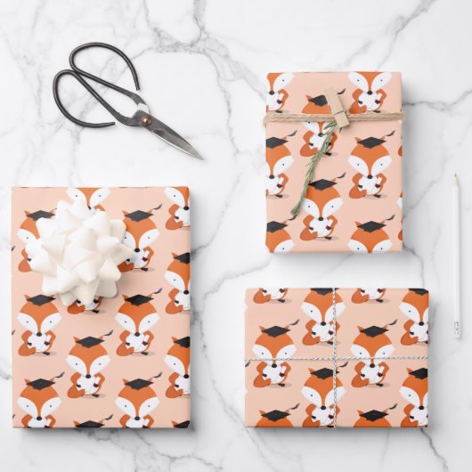Fun Fox Abschluss Geschenkpapier Set (Vorderseite)