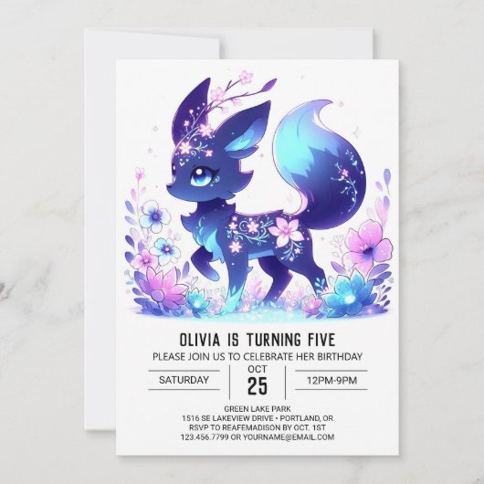 Fun Fox Digital Geburtstag Einladung (Vorderseite)