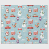 Fun Fox Snowman Penguin und Autos Weihnachten Geschenkpapier (Flach)