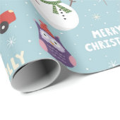 Fun Fox Snowman Penguin und Autos Weihnachten Geschenkpapier (Rolleneckpunkt)