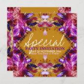 Fun Fraktal Feathers Special Party Einladung (Vorne/Hinten)