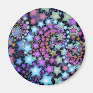 Fun Fraktal Kunstfarbene Sterne Magnet