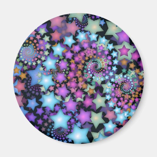 Fun Fraktal Kunstfarbene Sterne Magnet (Vorne)