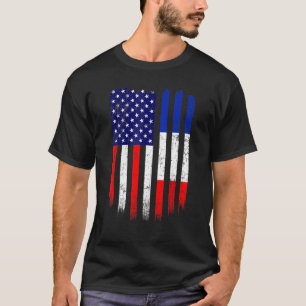 Fun France Flag American Flag Männer Frauen Kid Pa T-Shirt