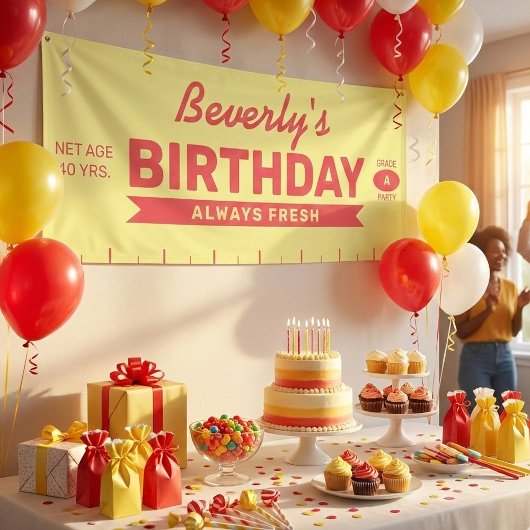 Fun Fresh Stick of Butter Red Text Birthday Party Banner