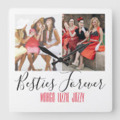 Fun Friendship Kundenspezifisches Foto Quadratische Wanduhr (Vorderseite)