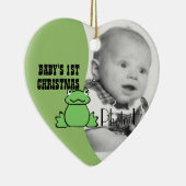 Fun Frog "Baby's First Christmas" Foto Keramikornament (Rechts)