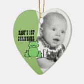 Fun Frog "Baby's First Christmas" Foto Keramikornament (Links)