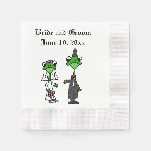 Fun Frog Braut und Groom Wedding Design Serviette (Vorderseite)