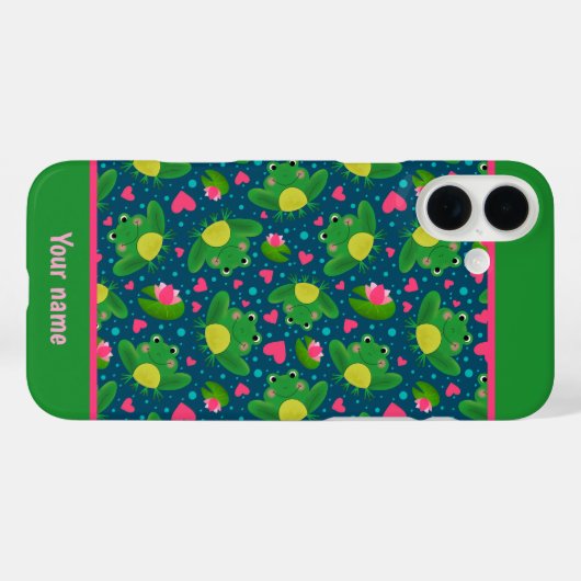 Fun Frog Pattern Custom Name New Beginnings Case-Mate iPhone Hülle (Rückseite (Horizontal))