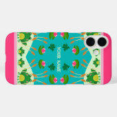 Fun Frog Pattern Pink Green Custom Name Case-Mate iPhone Hülle (Rückseite (Horizontal))