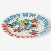 Fun Frog Personalisiertes Party Farbenfrohe Paint  Pappteller (Schrägansicht)