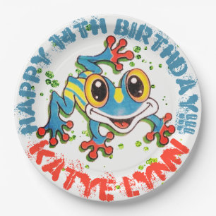 Fun Frog Personalisiertes Party Farbenfrohe Paint  Pappteller