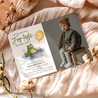 Fun Frog-tastisches Foto Geburtstagsfeier Einladun Einladung