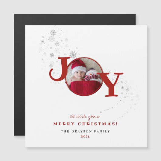Fun Frohe Weihnachten Joy Foto Holiday Card Magnet (Vorne/Hinten)