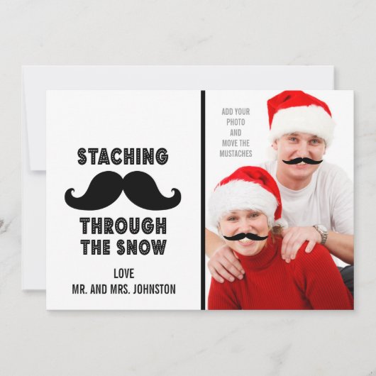 Fun Frohe Weihnachten Mustache Foto-Karte (Vorderseite)