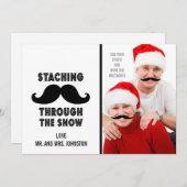 Fun Frohe Weihnachten Mustache Foto-Karte (Vorne/Hinten)