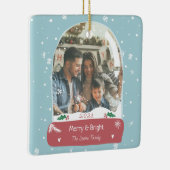 Fun Frohe Weihnachts-Foto Schneeballillustrierung Keramikornament (Rechts)