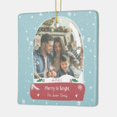 Fun Frohe Weihnachts-Foto Schneeballillustrierung Keramikornament (Links)