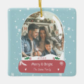 Fun Frohe Weihnachts-Foto Schneeballillustrierung Keramikornament (Vorderseite)