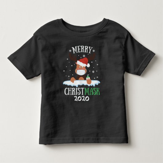Fun fröhliche Christmask Rentiere Gesichtsmaske-En Kleinkind T-shirt (Vorderseite)