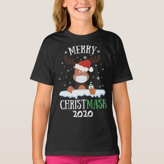 Fun fröhliche Christmask Rentiere Gesichtsmaske-En T-Shirt (Vorderseite)