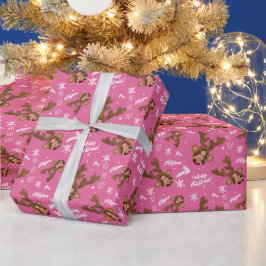 Fun fröhliche Weihnachts-Antler Illustration Foto  Geschenkpapier