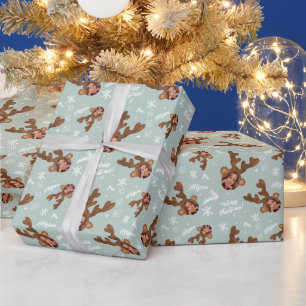 Fun fröhliche Weihnachts-Antler Illustration Foto  Geschenkpapier